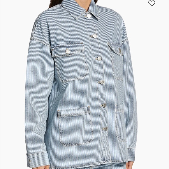 Ena Pelly Light Blue Striped Jean Jacket - Picture 2 of 3